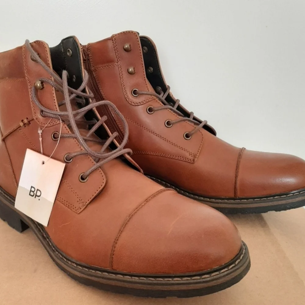 BP Mens Leather Derek Cap Toe Boots 12 (45 Eur) NEW